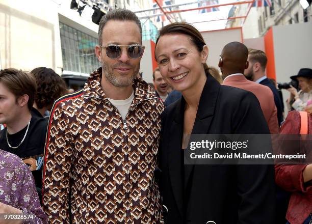 Andrew Weitz and Caroline Rush attend as St James's Hosts LFWM Shows on Jermyn Street on June 9, 2018 in London, England.