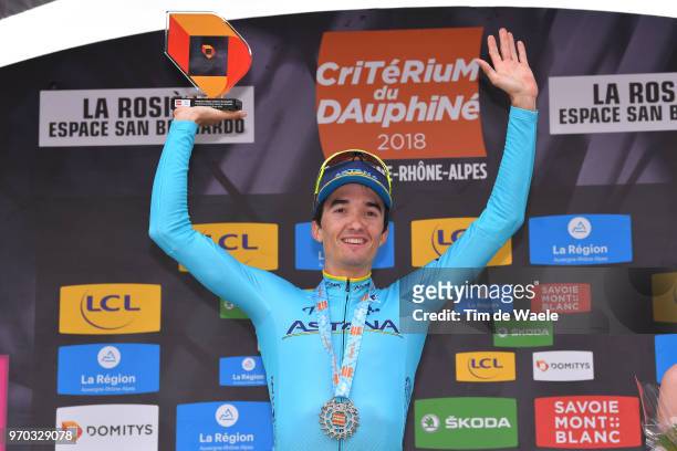 Podium / Pello Bilbao of Spain and Astana Pro Team / Celebration / Trophy / during the 70th Criterium du Dauphine 2018, Stage 6 a 110km stage from...