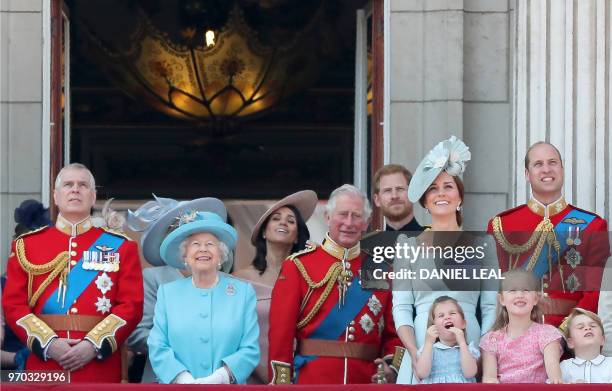 Members of the Royal Family Britain's Prince Andrew, Duke of York, Britain's Queen Elizabeth II, Britain's Meghan, Duchess of Sussex, Britain's...