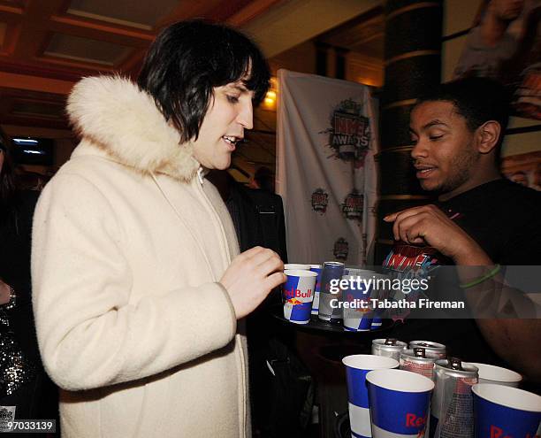 Noel Fielding of The Mighty Boosh attends The Red Bull Lounge At the Shockwaves NME Awards 2010 at Brixton Academy on February 24, 2010 in London,...