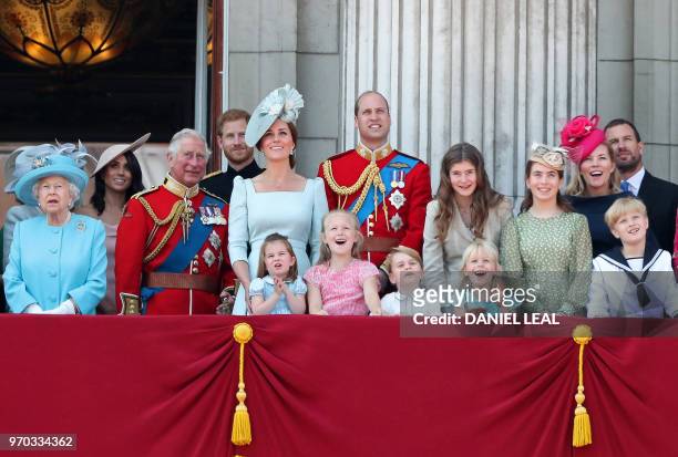 Members of the Royal Family Britain's Queen Elizabeth II, Britain's Meghan, Duchess of Sussex, Britain's Prince Charles, Prince of Wales, Britain's...