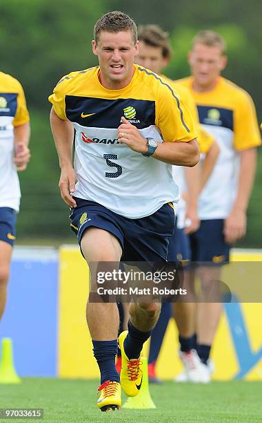 Jason Culina runs during an Australian Socceroos training session at Carrara Stadium on February 25, 2010 in Gold Coast, Australia.