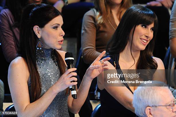 Loredana and Raffaella Lecciso attends the ''L'isola dei famosi'' television show on February 24, 2010 in Milan, Italy.