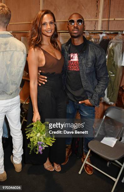 Alesha Dixon and Azuka Ononye attend the Oliver Spencer Catwalk Show SS 2019 during London Fashion Week Men's June 2018 at 180 The Strand on June 9,...