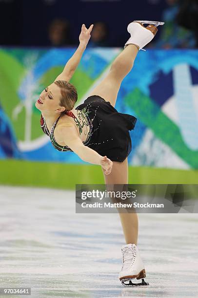 Joannie Rochette of Canada competes in the Ladies Short Program Figure Skating on day 12 of the 2010 Vancouver Winter Olympics at Pacific Coliseum on...