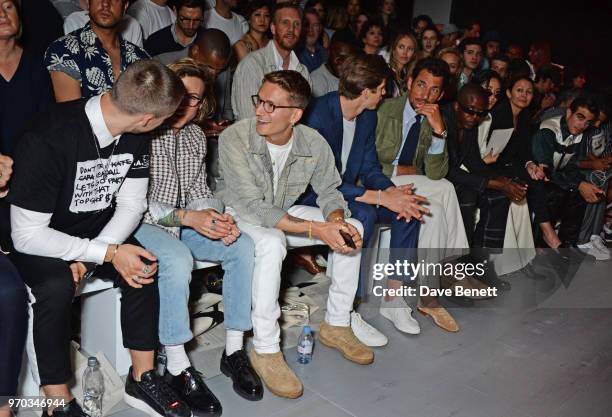 Marcus Butler, Dougie Poynter, Oliver Proudlock, Toby Huntington-Whiteley, David Gandy, Vas J Morgan, Betty Bachz and Caroline Rush attends the...