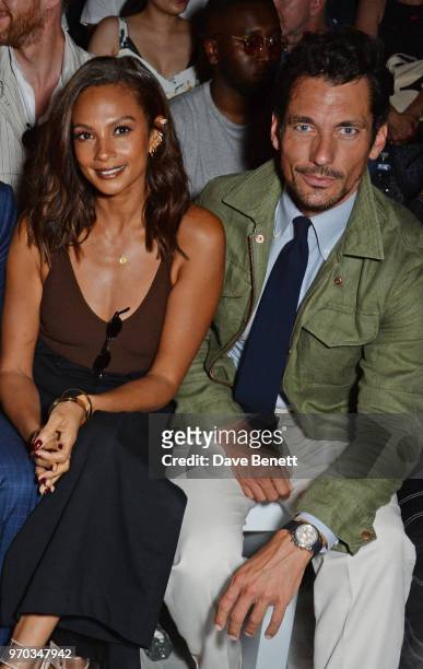 Alesha Dixon and David Gandy attend the Oliver Spencer Catwalk Show SS 2019 during London Fashion Week Men's June 2018 at 180 The Strand on June 9,...