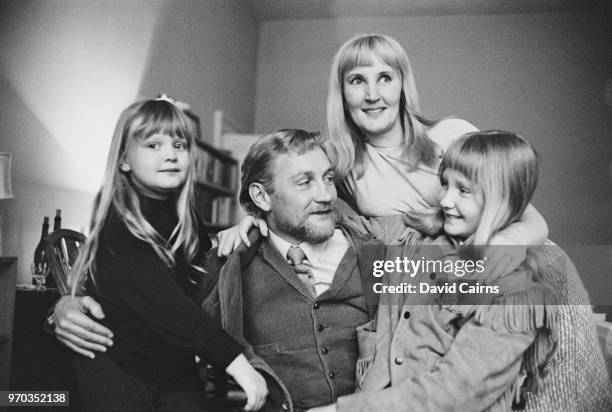 British actor Roy Dotrice with his wife, actress Kay Newman and their daughters Yvette and Karen, UK, 18th January 1967.