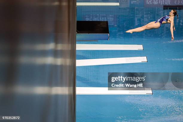 Krysta Palmer of the United States competes in the Women's 3m Springboard final during the FINA Diving World Cup 2018 at the Wuhan Sports Center on...