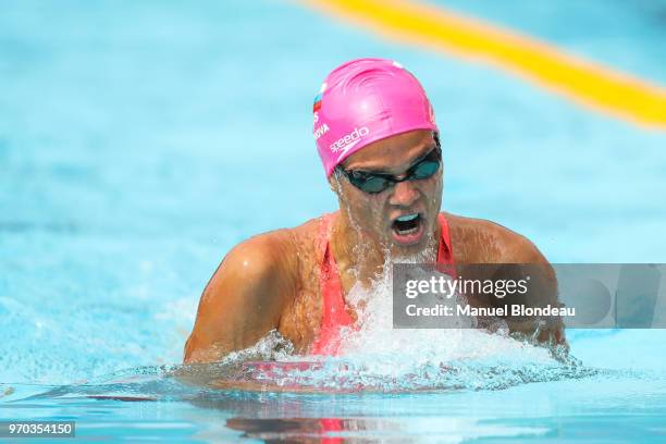 Yuliya Efimova of Russia competes during the 200m 4 Nages during the Mare Nostrum 2018 on June 9, 2018 in Canet-en-Roussillon, France.