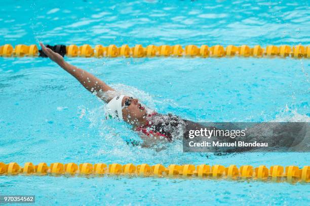 Katinka Hosszu of Hungary competes during the 200m backstroke during the Mare Nostrum 2018 on June 9, 2018 in Canet-en-Roussillon, France.