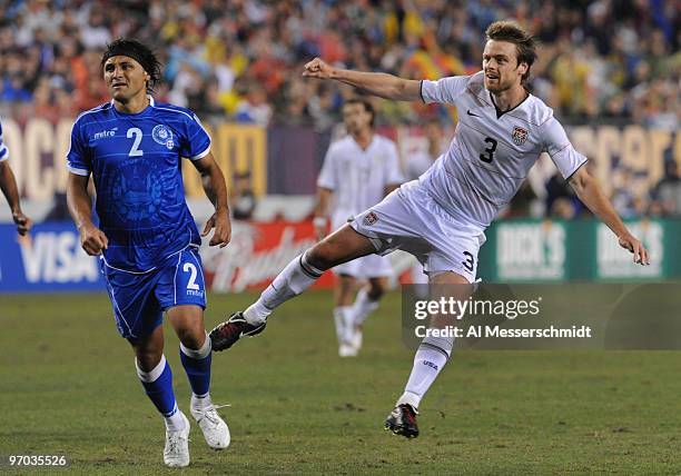 Midfielder Eddie Gaven of the U. S. Men's Soccer Team follows a kick against El Salvador February 24, 2010 at Raymond James Stadium in Tampa, Florida.