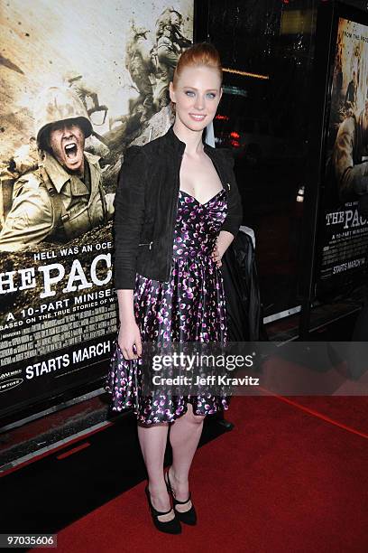 Actress Deborah Ann Woll arrives at HBO's premiere of "The Pacific" held at Grauman's Chinese Theatre on February 24, 2010 in Hollywood, California.