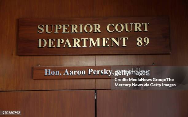 The entrance to Judge Aaron Persky's courtroom in the Santa Clara County Superior Court in Palo Alto, Calif., on Friday, August 26, 2016.