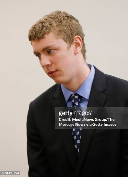 Brock Turner appears in the Palo Alto branch of Santa Clara County Superior Court court on Mon., March 30 for a status hearing on charges that he...