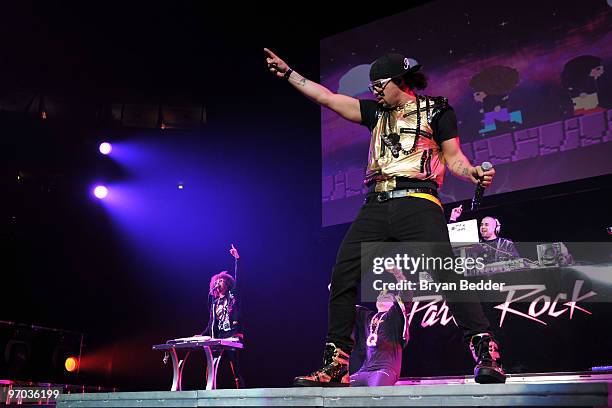 Red Foo and SkyBlu of LMFAO perform at Madison Square Garden on February 24, 2010 in New York City.