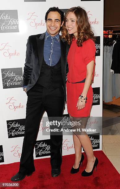 Fashion designer Zac Posen and actress Rose Byrne attend the Z SPOKE by Zac Posen launch party at Saks Fifth Avenue on February 24, 2010 in New York...