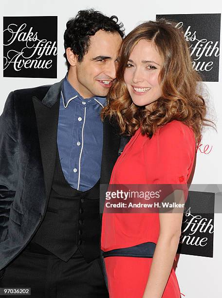 Fashion designer Zac Posen and actress Rose Byrne attend the Z SPOKE by Zac Posen launch party at Saks Fifth Avenue on February 24, 2010 in New York...