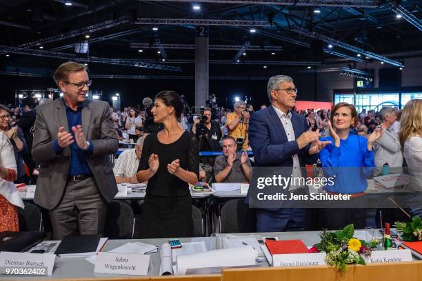 Dietmar Bartsch, Bundestag faction co-leader of Die Linke, Sahra Wagenknecht, Bundestag faction co-leader of Die Linke, Bernd Rixinger, co-leader of...