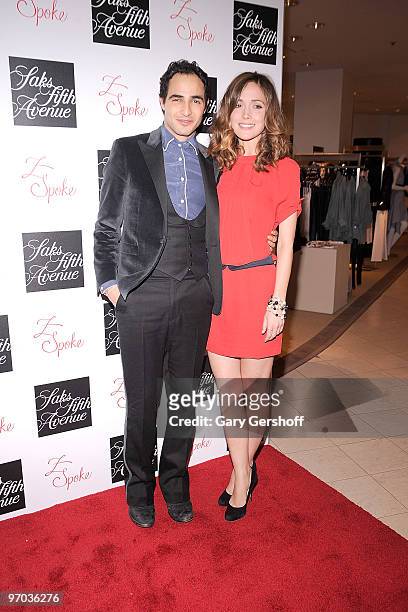 Designer Zac Posen and actress Rose Byrne attend the Z SPOKE by Zac Posen launch party at Saks Fifth Avenue on February 24, 2010 in New York City.