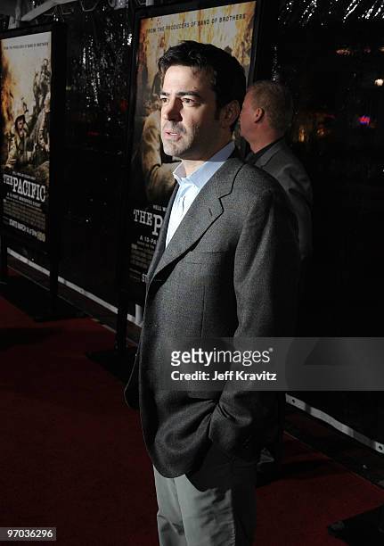 Actor Ron Livingston arrives at HBO's premiere of "The Pacific" held at Grauman's Chinese Theatre on February 24, 2010 in Hollywood, California.