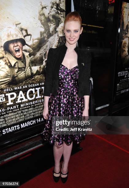 Actress Deborah Ann Woll arrives at HBO's premiere of "The Pacific" held at Grauman's Chinese Theatre on February 24, 2010 in Hollywood, California.