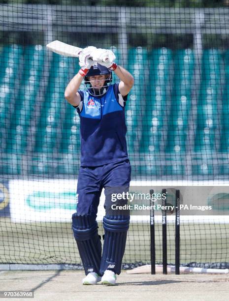 England's Joe Root during a nets session at The Grange, Edinburgh.