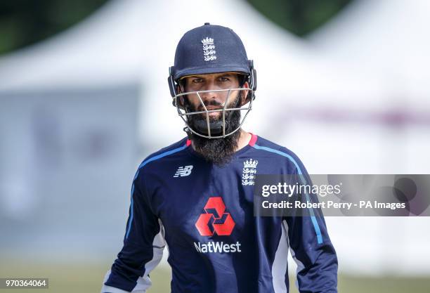 England's Moeen Ali during a nets session at The Grange, Edinburgh.