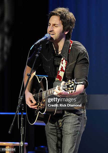 Singer/Songwriter Josh Kelley performs at the Universal Music Group Nashville luncheon as part of the 2010 Country Radio Seminar at the Historic...