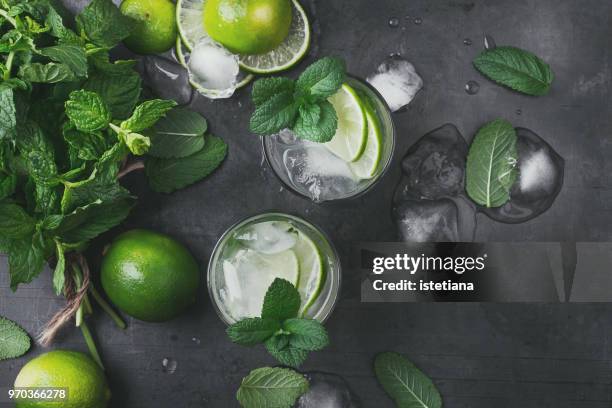 refreshing summer drink mojito cocktail - ron green fotografías e imágenes de stock