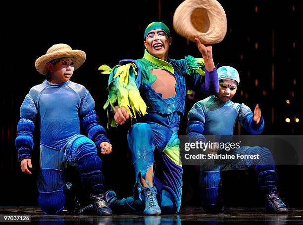 Octavio Alegria performs onstage during photocall for Cirque du Soleil's 'Varekai' at The White Grand Chapiteau at The Trafford Centre on February...