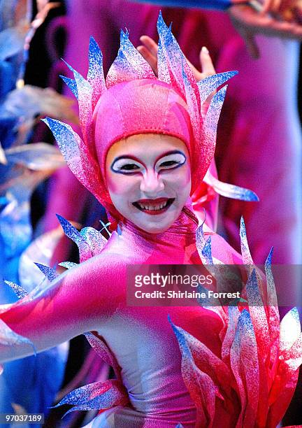 Acrobat performs onstage during photocall for Cirque du Soleil's 'Varekai' at The White Grand Chapiteau at The Trafford Centre on February 24, 2010...