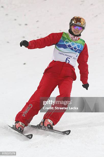 Cheng Shuang of China competes during the freestyle skiing ladies' aerials final on day 13 of the Vancouver 2010 Winter Olympics at Cypress Mountain...