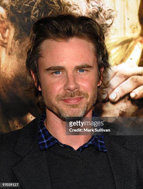 Actor Sam Trammell arrives at the Los Angeles premiere of "The Pacific" on February 24, 2010 in Los Angeles, California.