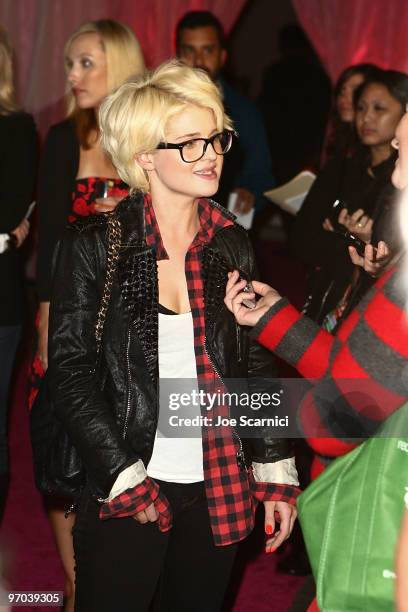 Kelly Osbourne arrives at Tarina Tarantino Beauty Launch Event at Sephora on February 24, 2010 in Hollywood, California.