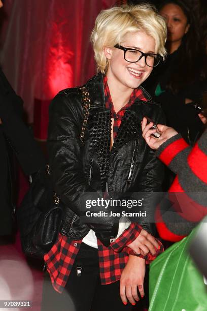 Kelly Osbourne arrives at Tarina Tarantino Beauty Launch Event at Sephora on February 24, 2010 in Hollywood, California.