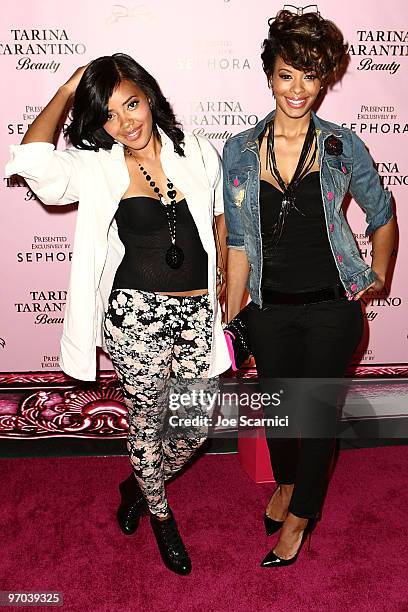 Angela Simmons and Vanessa Simmons arrive at Tarina Tarantino Beauty Launch Event at Sephora on February 24, 2010 in Hollywood, California.