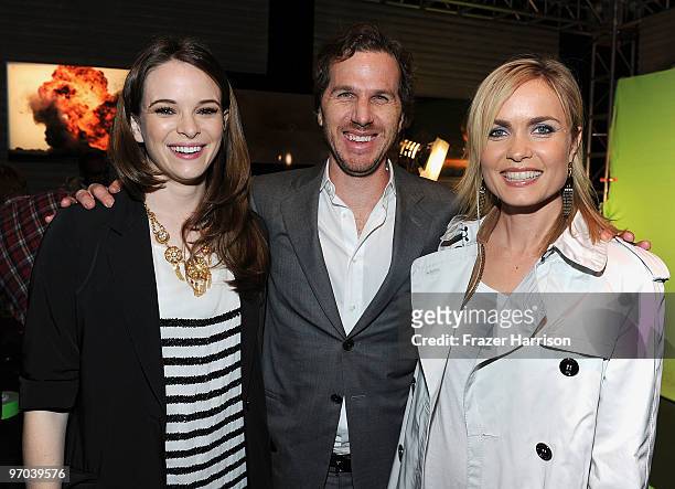 Actress Danielle Panabaker, director Breck Eisner, and actress Radha Mitchell attend the Overture screening of "The Crazies" after party held at KCET...