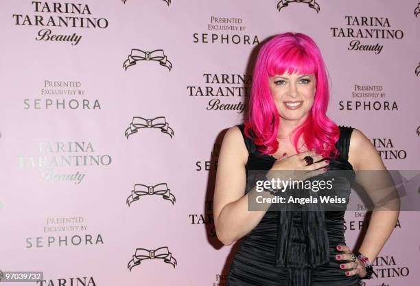 Tarina Tarantino attends the launch of her new cosmetics collection 'Tarina Tarantino Beauty' presented exclusively at Sephora on February 24, 2010...