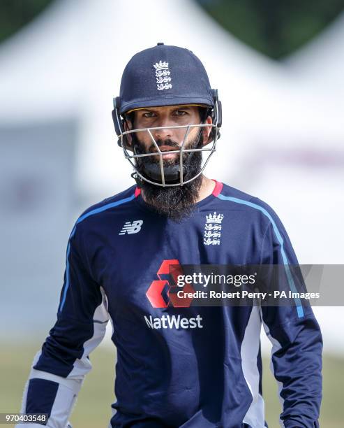 England's Moeen Ali during a nets session at The Grange, Edinburgh.