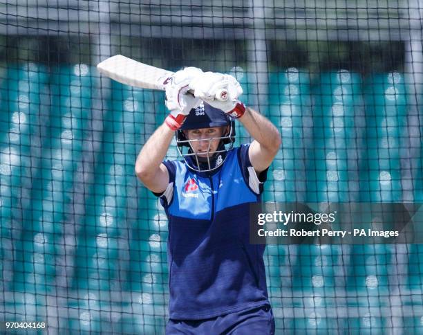 England's Joe Root during a nets session at The Grange, Edinburgh.