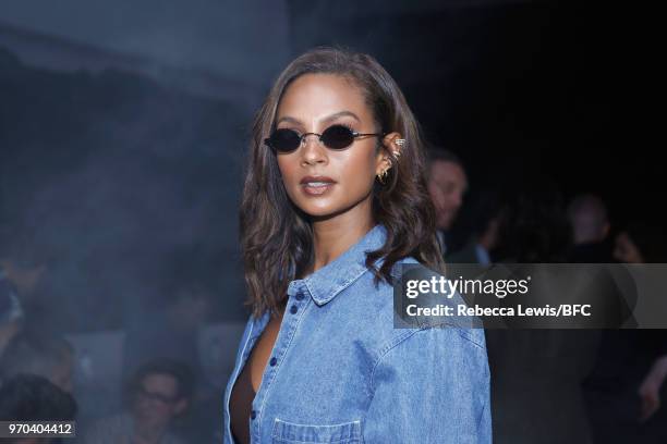 Alesha Dixon attends the Oliver Spencer show during London Fashion Week Men's June 2018 at BFC Show Space on June 9, 2018 in London, England.
