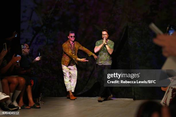 Designer Oliver Spencer is seen on the runway at the Oliver Spencer show during London Fashion Week Men's June 2018 at BFC Show Space on June 9, 2018...