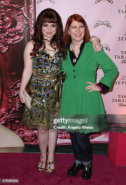 Actresses Jennifer Stone and Kate Flannery attend the launch of Tarina Tarantino's new cosmetics collection 'Tarina Tarantino Beauty' presented...