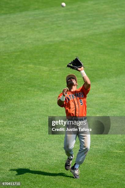 Henry Sanchez of UT Tyler fields a fly ball against Texas Lutheran University during the 2018 NCAA Photos via Getty Images Division III Baseball...