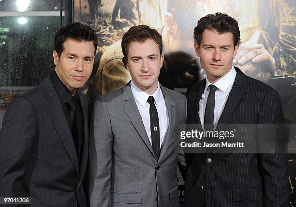 Actors Jon Seda, Joseph Mazzello and James Badge Dale arrive at HBO's premiere of "The Pacific" held at Grauman's Chinese Theatre on February 24,...