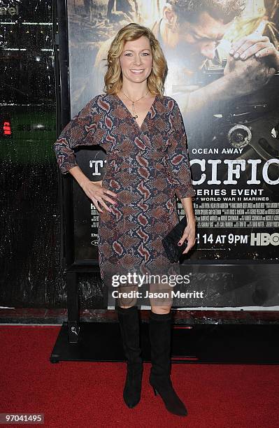 Actress Carrie Preston arrives at HBO's premiere of "The Pacific" held at Grauman's Chinese Theatre on February 24, 2010 in Hollywood, California.