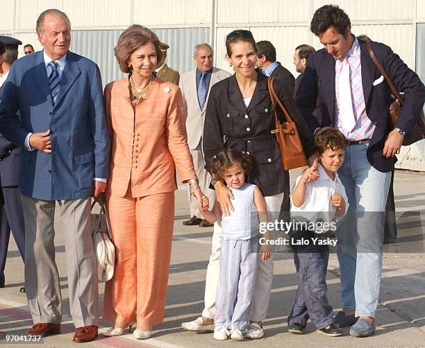 King Juan Carlos, Queen Sofia, Princess Elena and husband Jaime de Marichalar with daughter Victoria Federica and son Felipe Juan Froilan