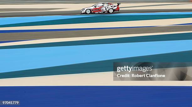 Garth Tander drives the Toll Holden Racing Team Holden during practice for round two of the V8 Supercar Championship Series at Bahrain International...