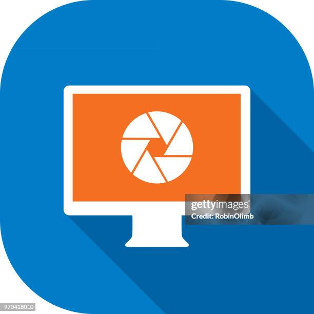 white camera shutter computer icon - camera aperture stock illustrations